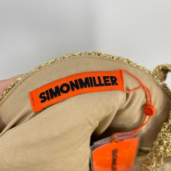 SIMON MILLER | NWT Beep Beep Mini Dress in Star Gold Lurex Crochet XS - Picture 6 of 13